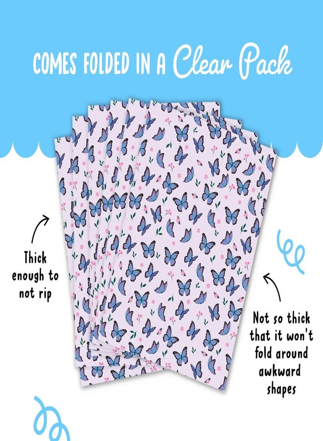 Central 23-6 Wrapping Paper Sheets - Purple Butterflies - GiftWrap for Girls Women - Birthday Gift Wrap - Recyclable - Made in the UK - Image 4